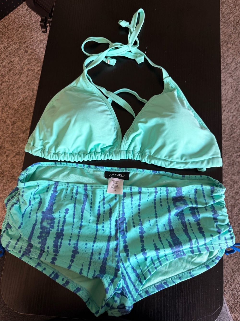 Joe Boxer Women's Aqua & Blue Triangle Bikini Set